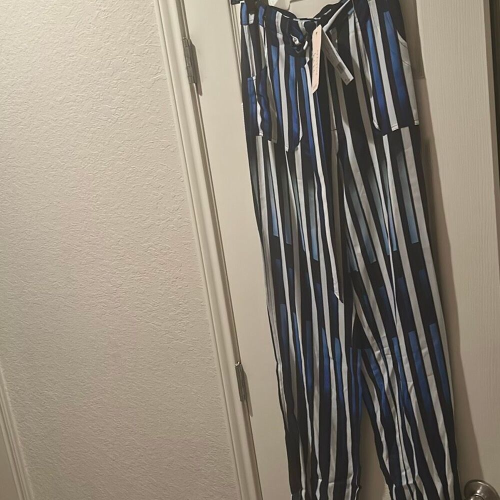 Nicole Miller Artelier Belted Trouser Pants Silk-Blend Multicolor Piano Key NWT - Picture 4 of 10